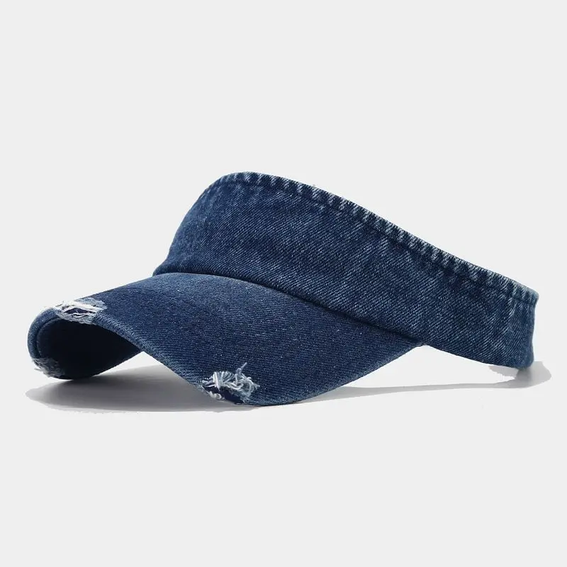 Customized Printed Logo Retro Denim Empty Top Hat Men's And Women's Sun Shading And Sun Protection Sports No Top Duck Tongue Cap view 4