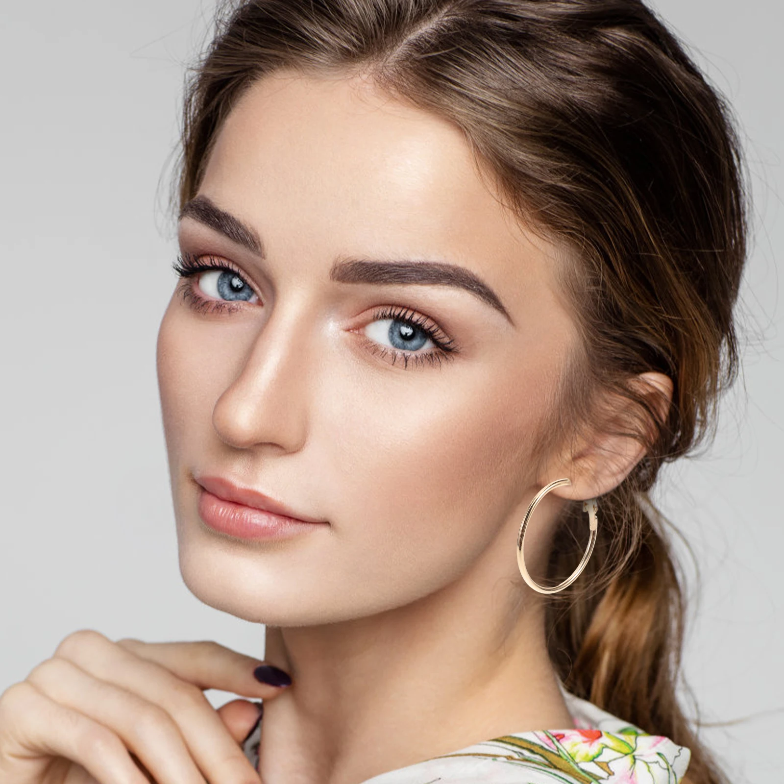 

6 Pcs Round Earrings Big for Women Fashion Double Giant Hoop Iron Hoops