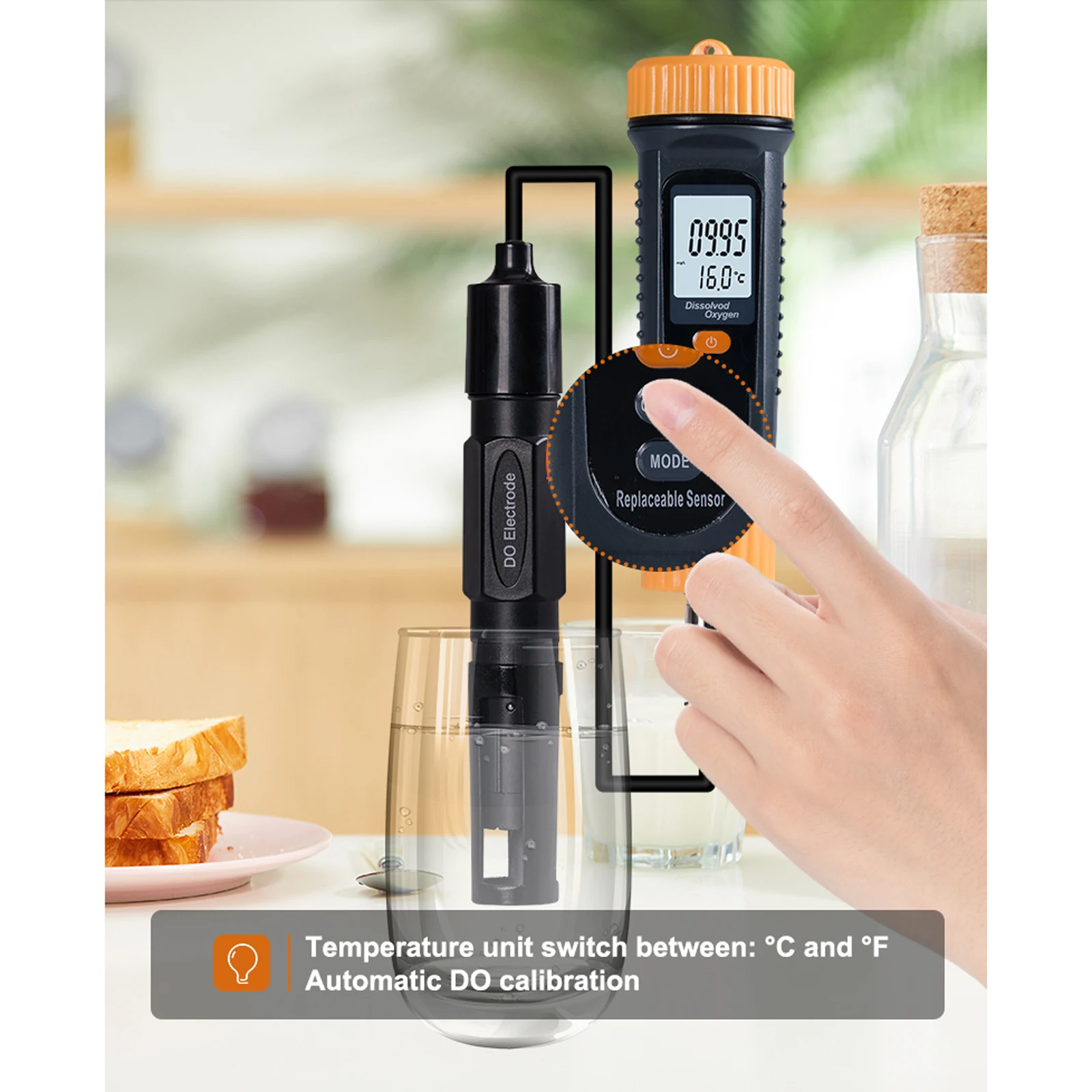 

Portable Dissolved Oxygen Meter DO Tester with ATC 0.0-20.0mg/L DO Tester Kit Water Quality Analyzer for Aquaculture Hydroponics