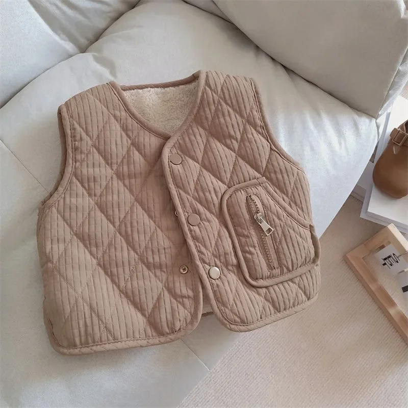 Neue Kinder-Herbst-Winter-Fleece-Weste, Wendeweste für Mädchen und Jungen, Leichte Ärmellose Kinderweste zum Schichten, Trendige Schul- und Freizeitweste – Detail 6