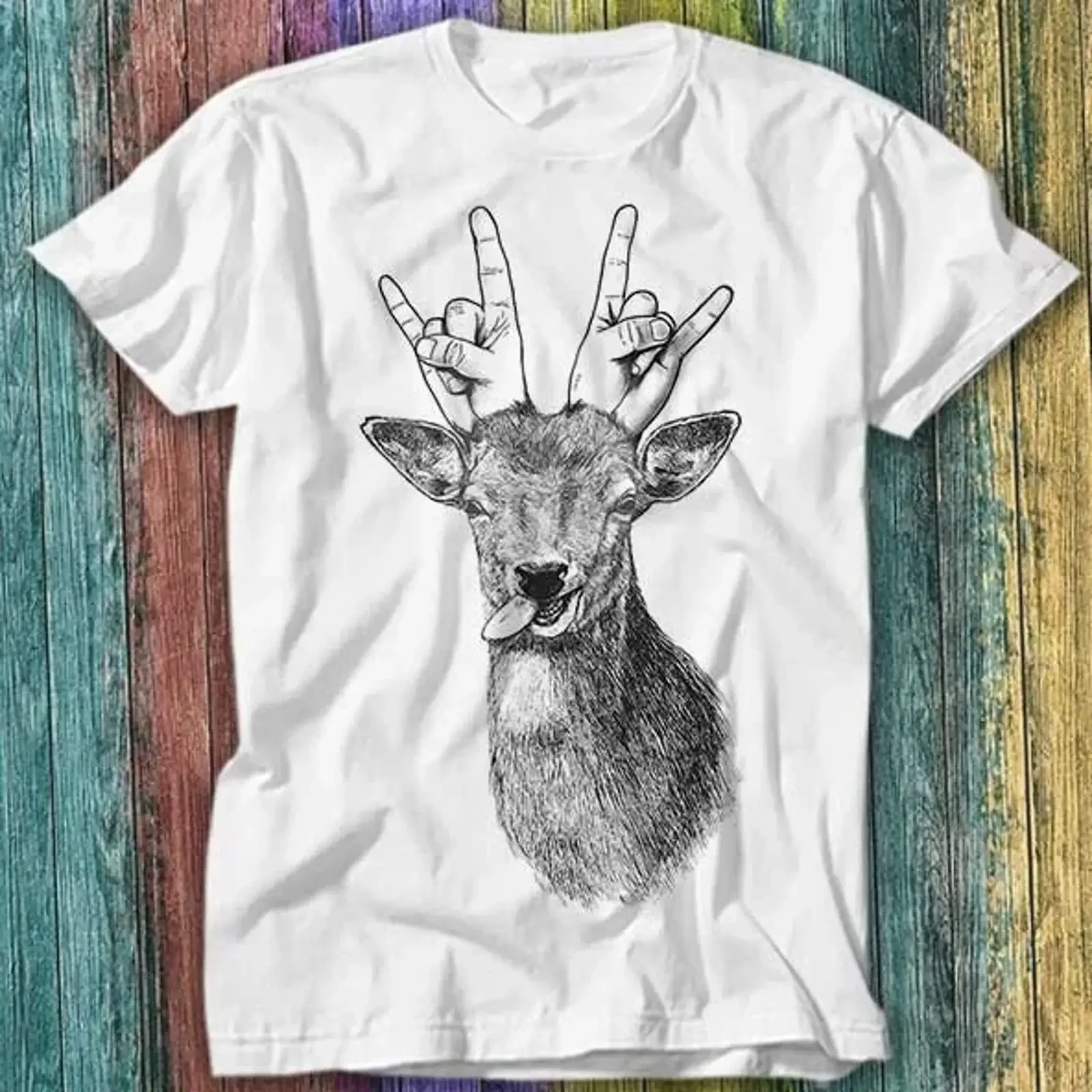 Party Hirsch Heavy Metal Sinn für Humor T Shirt Top 504 vintage Washed graphic Unisex Casual streetwear Breathable Stylish