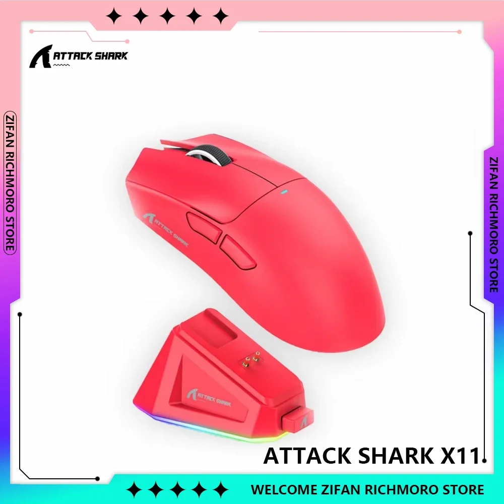 Attack Shark X11 Triple Mode Gaming Mouse Wireless Bluetooth PAW3311 Mouse Ultra-Light Magnetic Charging Dock Connectivity Mice