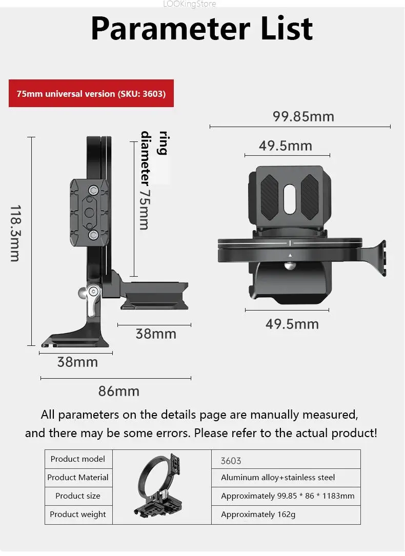 FALCAM 75mm/83mm Rotatable Horizontal-To-Vertical Quick Realease Mount Plate Kit for Sony Canon Nikon Fuji Panasonic Camera Lens