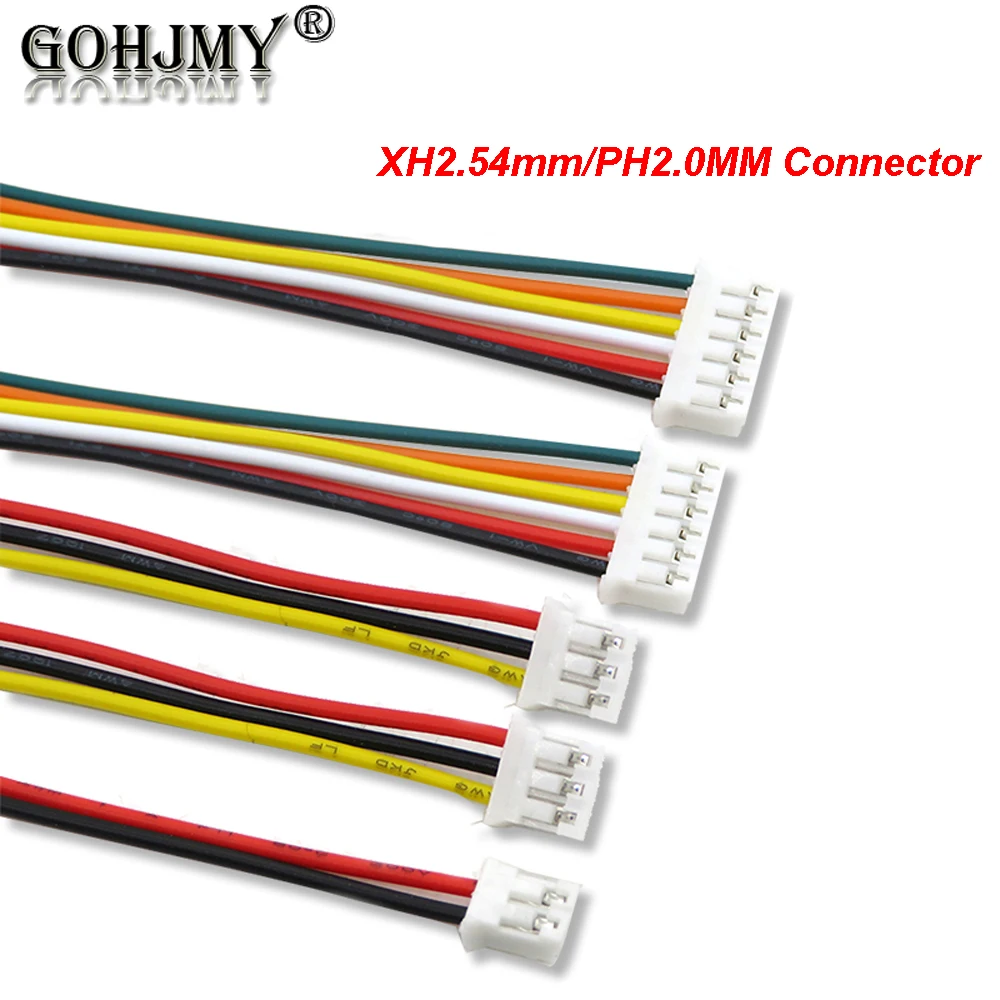 XH2.54mm JST Connector PH2.0mm 2P 3P 4P 5P 6P 7P 8P 9P 10P Female Socket Cable + Male Plug JST Terminal Pitch 2.0mm 2.54mm 20CM