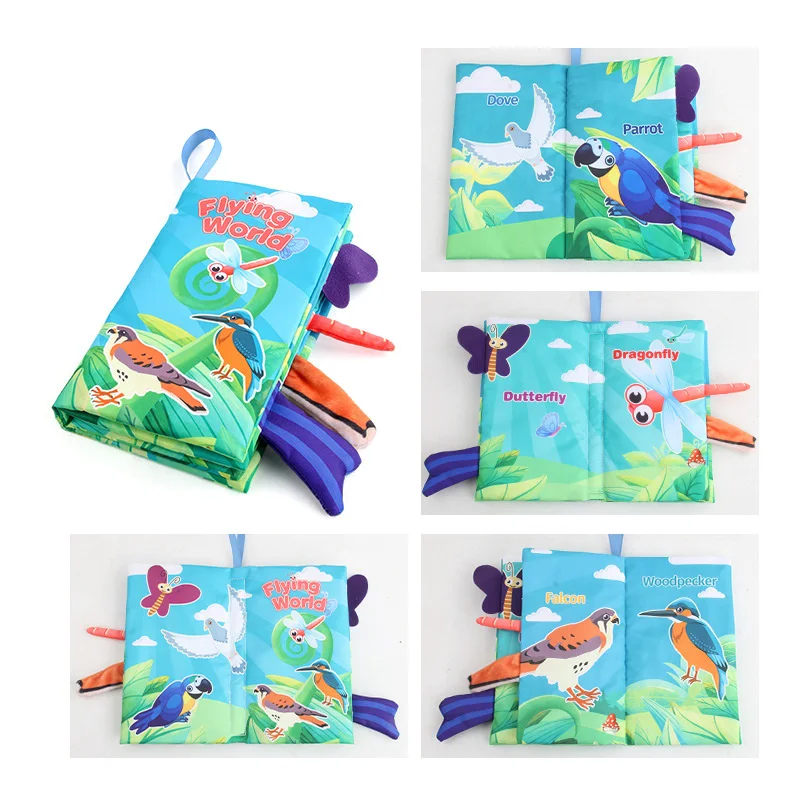 Baby Early Learning Toy Animal Tail Cloth Book Puzzle Develop Cognize Reading Parent-child Interactive Sound Paper Activity Toys