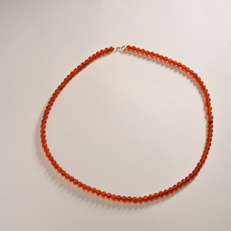 

Pure 18K yellow gold necklace pendant au750 Natural Red Agate 4MM Original Design wedding party gift for women X1003