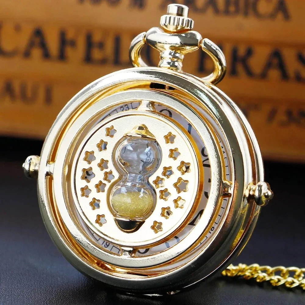 Vintage Quartz Pocket Watches Unisex Star Hourglass Chronograph Men Women's Necklace Timing Pendant Female Accessories Gift