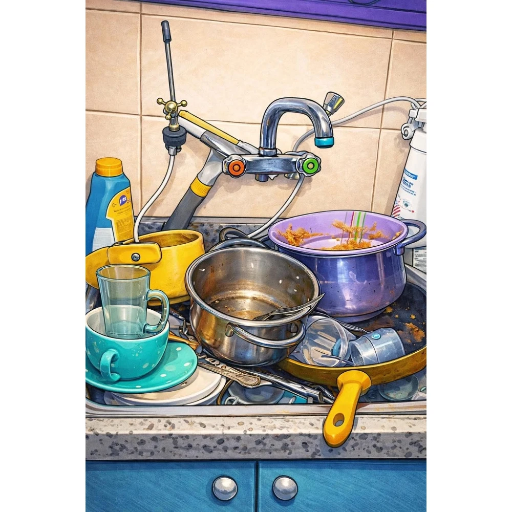 

500/1000/1200/2000 PCS Jigsaw Puzzles Dirty Sink Kitchen Scenery Family Activity Games for Gameroom Bedroom Home Decor Gift