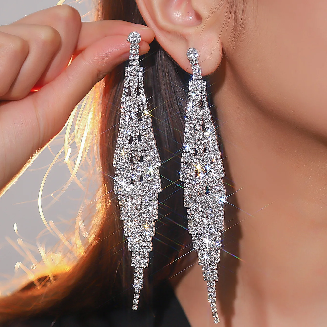 6-13cm luxurious Crystal Earrings Crystal Rhinestone long Drop Earrings For Woman Girl Gifts wedding Jewelry Wholesale