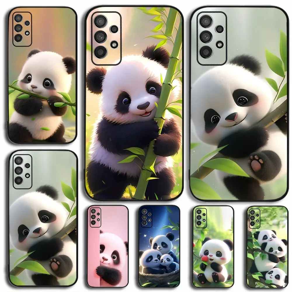 Fubao Panda Cute Animal Phone Case For Samsung Galaxy A13,A21s,A22,A31,A32,A52,A53,A71,A80,A91 Soft Black Cover