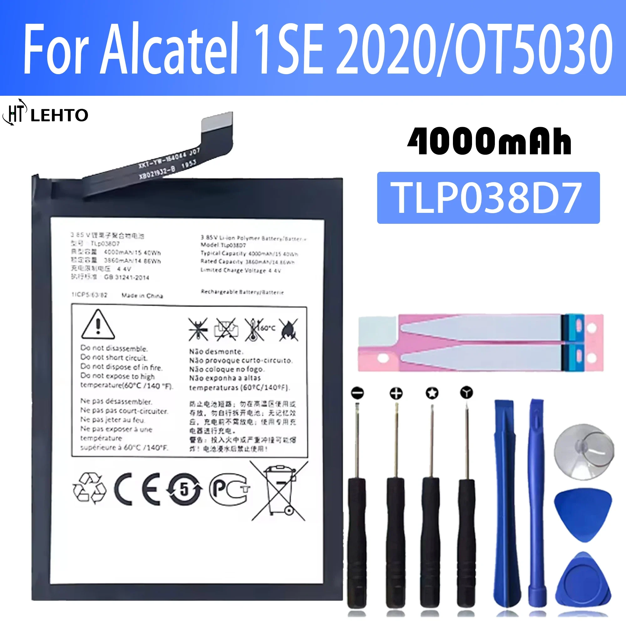 

100% New Original Battery TLP038D7 For Alcatel 1SE 2020 OT5030 TCL 20Y Battery + Free Tools