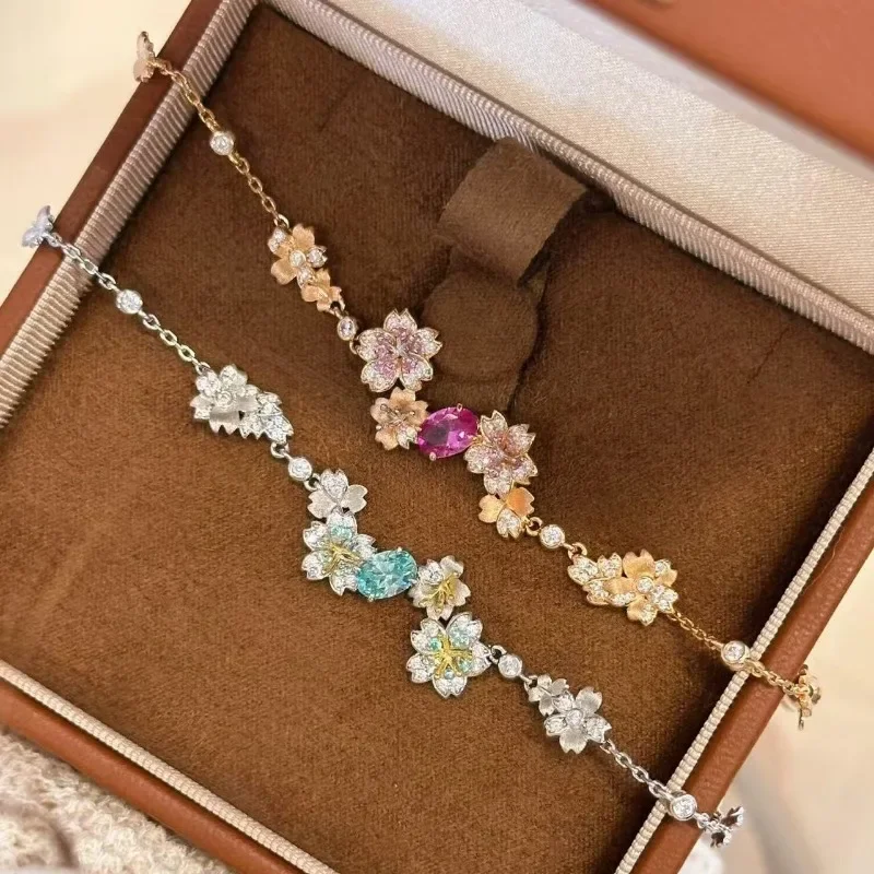 

Dopamine Colorful Full Rhinestone Flower Bracelet for Women, Premium Light Luxury Niche Delicate Stackable