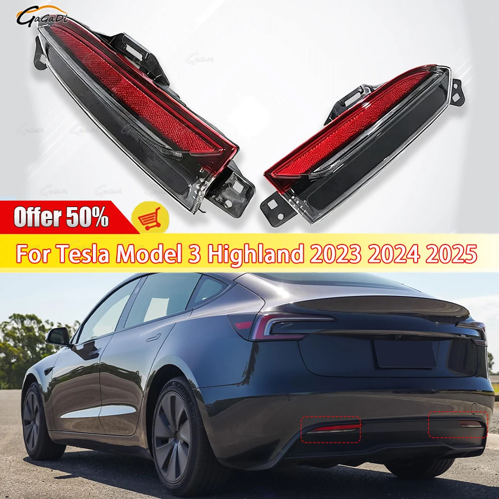 

Fit For Tesla Model 3 2023-2025 Reflector lamp LED Rear Signal Light Rear bumper light 1712514-00-D 1712513-00-D