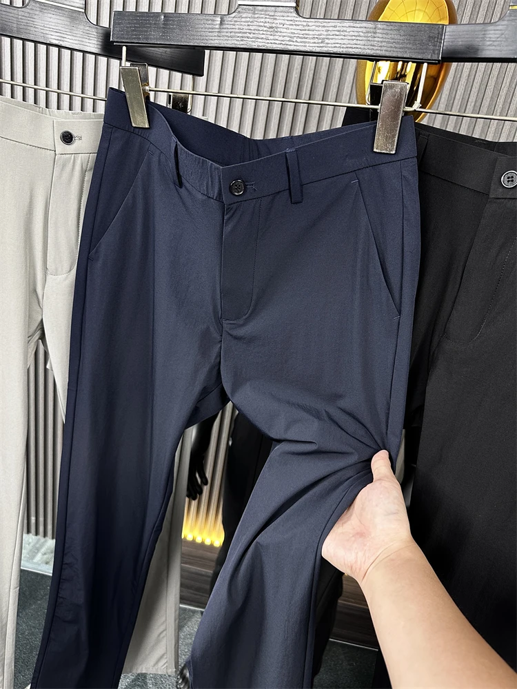 

Высококачественные эластичные мужские облегающие повседневные брюки для гольфа, весна-лето, тонкие длинные брюки для занятий спортом на открытом воздухе, модные прямые брюки