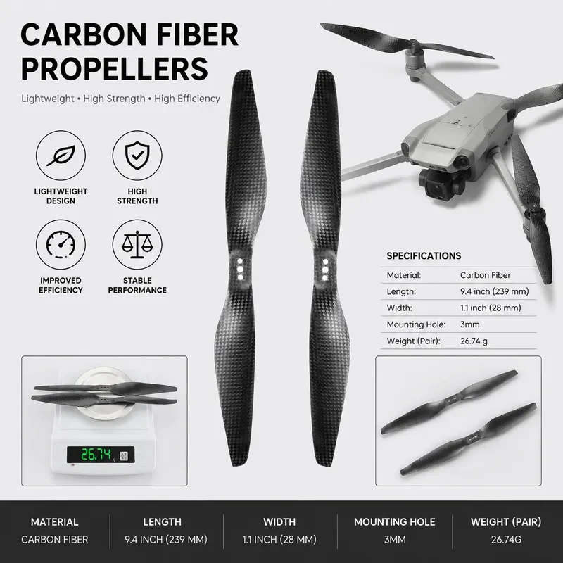 For TMOTOR Carbon Fiber Blade 1255 Accessories 12 Inch Straight Propeller Multi-rotor Propeller