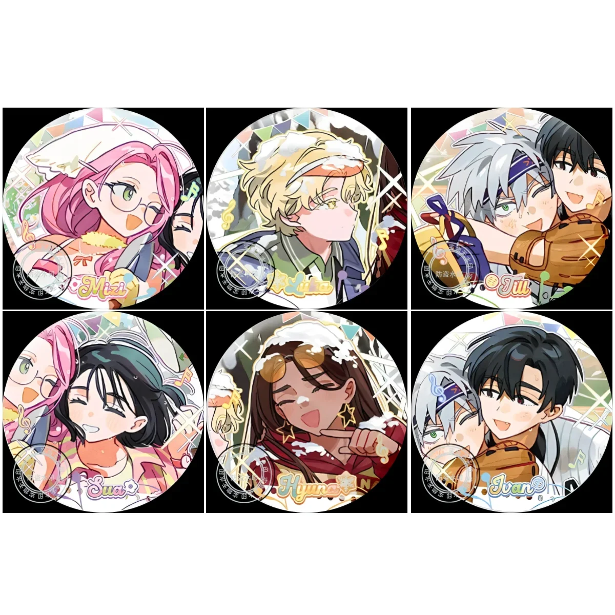 6Pcs/Set Korean Manga Ode to Youth Alien Stage Mizi Sua Ivan Till Hyuna Luka 58mm badge Brooch Pin Cosplay Badge Decoration gift