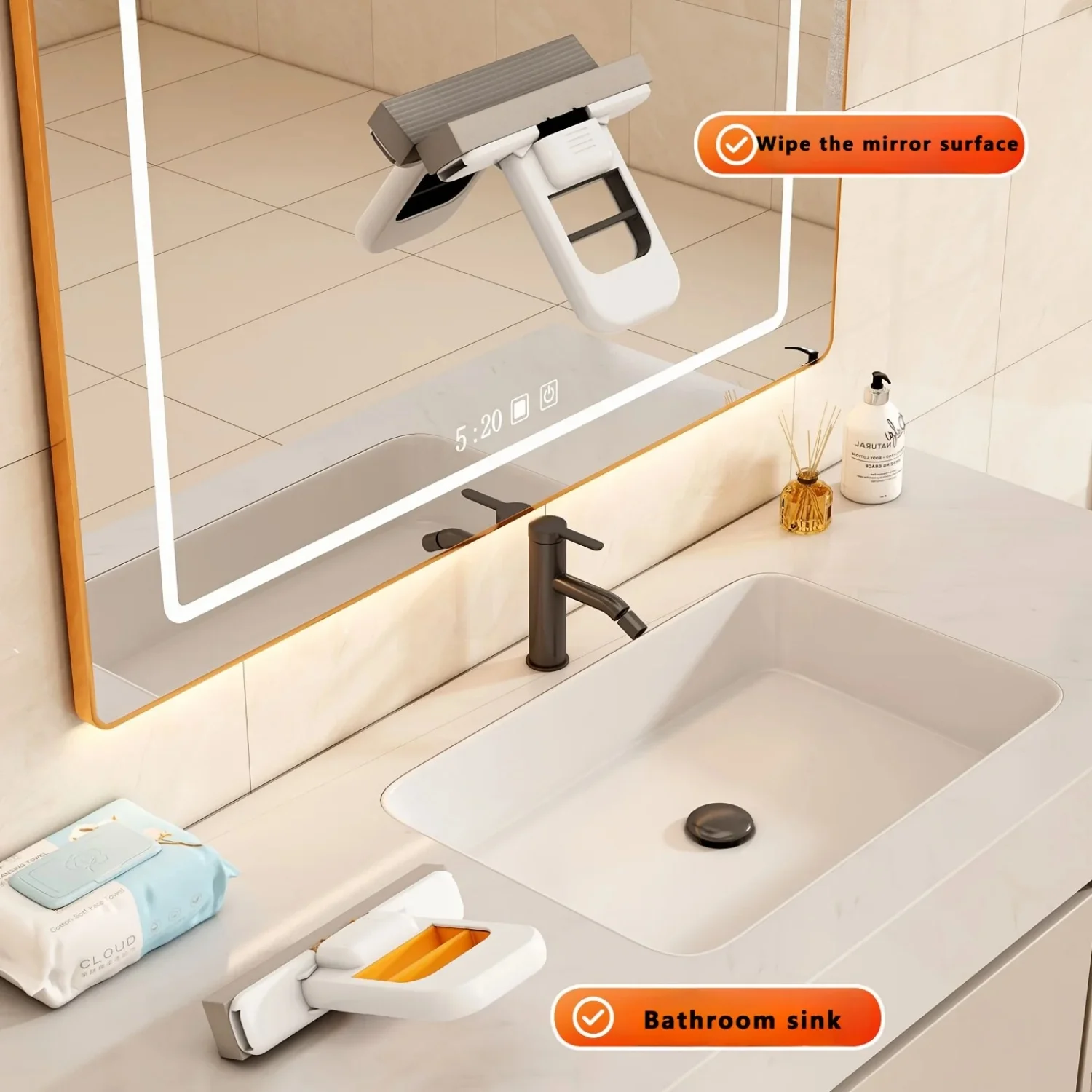 2/8-teiliges Wischmopp-Schwamm-Set, selbstauswringbarer Mini-Handschwamm-Mopp, faltbares Reinigungswerkzeug für Badezimmer, Küche, Glas – Detail 5