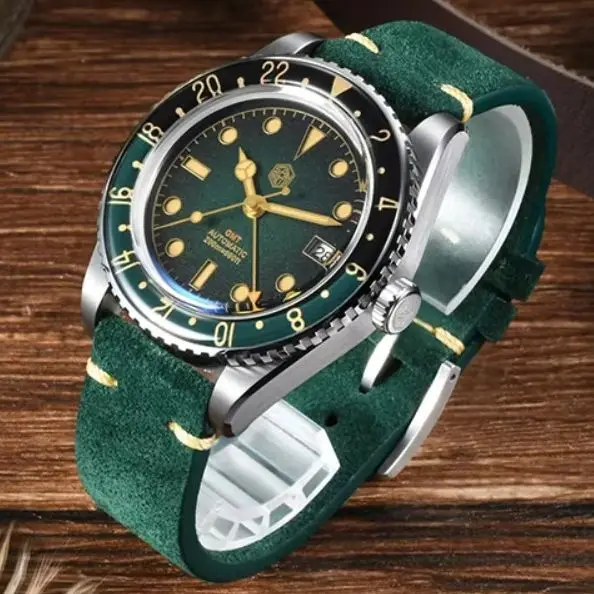 San Martin Men Automatic Watch GMT Mechanical Wristwatch Dive 20Bar Waterproof Luminous Sapphire Mirror Bidirectional Bezel NH34