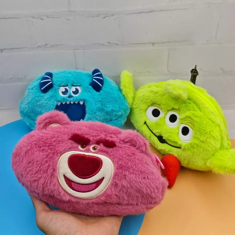 Cartoon Cute Disney Stitch Plush Pencil Bag Anime Large Capacity Student Pencil Bag Big Ear Stationery Storage Bag Gift