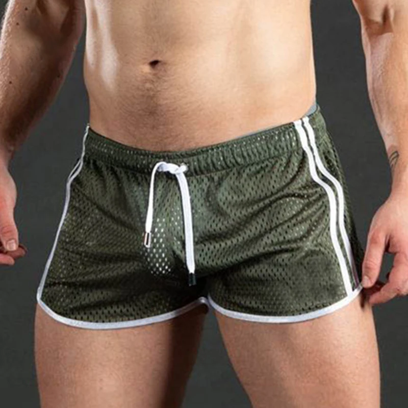 Männer Shorts Strand Kordelzug Unten Mode Fitness Mesh Plus Größe Sport Atmungsaktive Casual Training Elastische Sexy