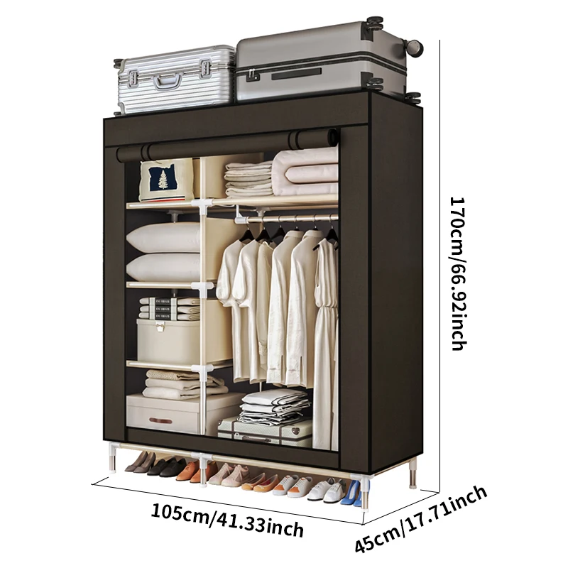 Simple wardrobe, household bedroom, cloth wardrobe, sturdy and durable assembly, simple modern all steel rack wardrobe