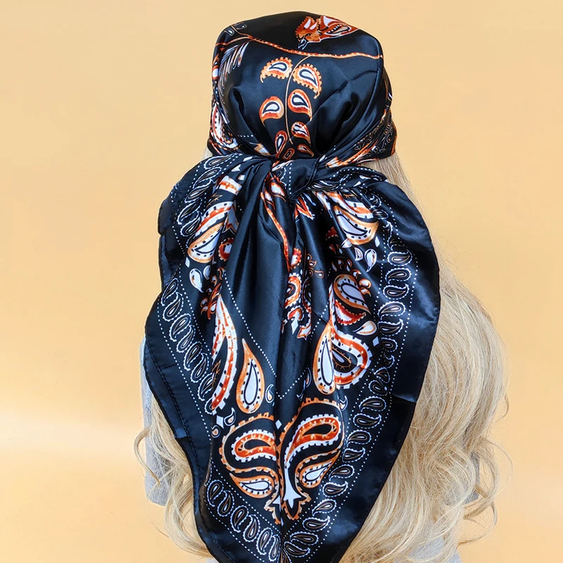 New Model Sunscreen Silk Hijab Fashion 90X90CM Beach Shawls The Four Seasons Popular Scarves Women 2023 Design Square Headscarf