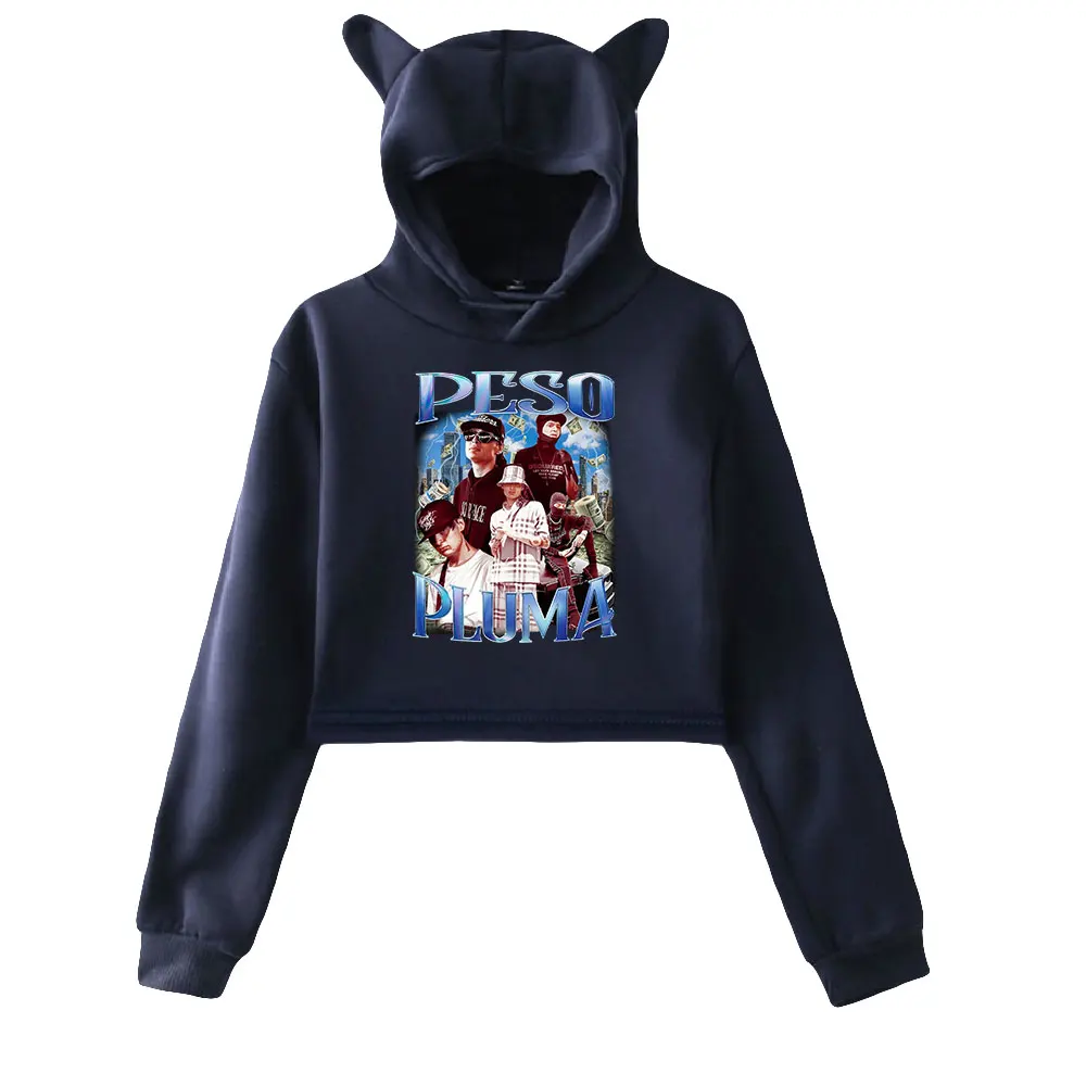 Pull à capuche à manches longues avec oreilles de chat pour femmes, haut court PVD, vêtements pour femmes, pull femme, Peso Pluma Merch