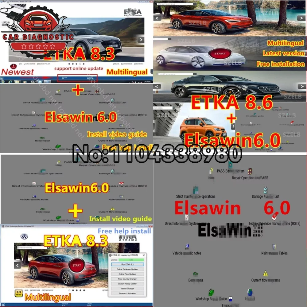 

ETKA 8.3 + ELSAWIN 6.0 Latest Vehicle Maintenance Software | Electronic Parts Catalog for VW/AUDI/SEAT/SKODA