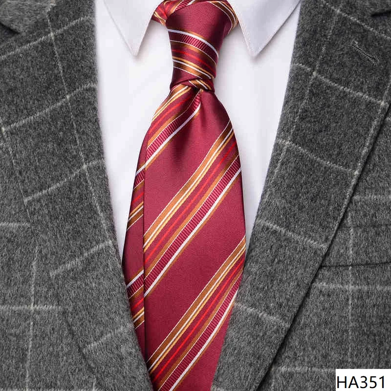 高品質ワインレッドブラウンストライプネクタイメンズジャカードレトロビジネス宴会ドレスアクセサリー-8-センチ幅手作り結び目ネクタイ