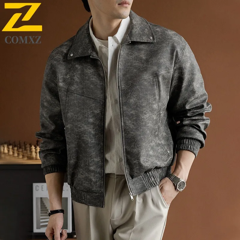 

COMXZ 2025 Autumn Winter New Big Size Menswear PU Edgy Handsome Casual Jacket Leather Coat Men Waterproof Windproof windbreaker