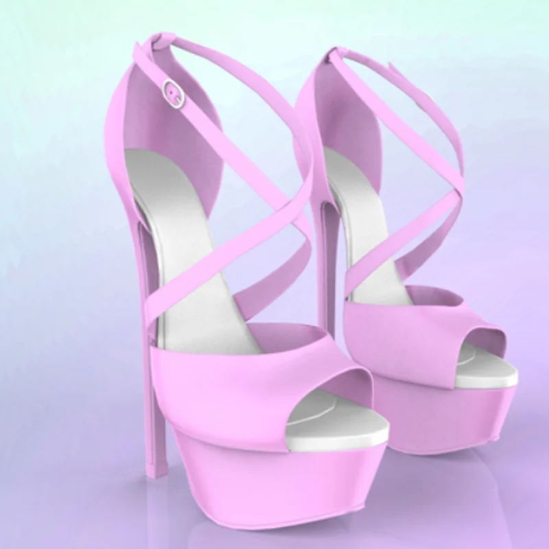 

Pink Buckle Hollow Platform Sandals Thin High Heel Sexy Fashion Cool Summer Casual Big Size Woman Shoes Zapatillas Mujer