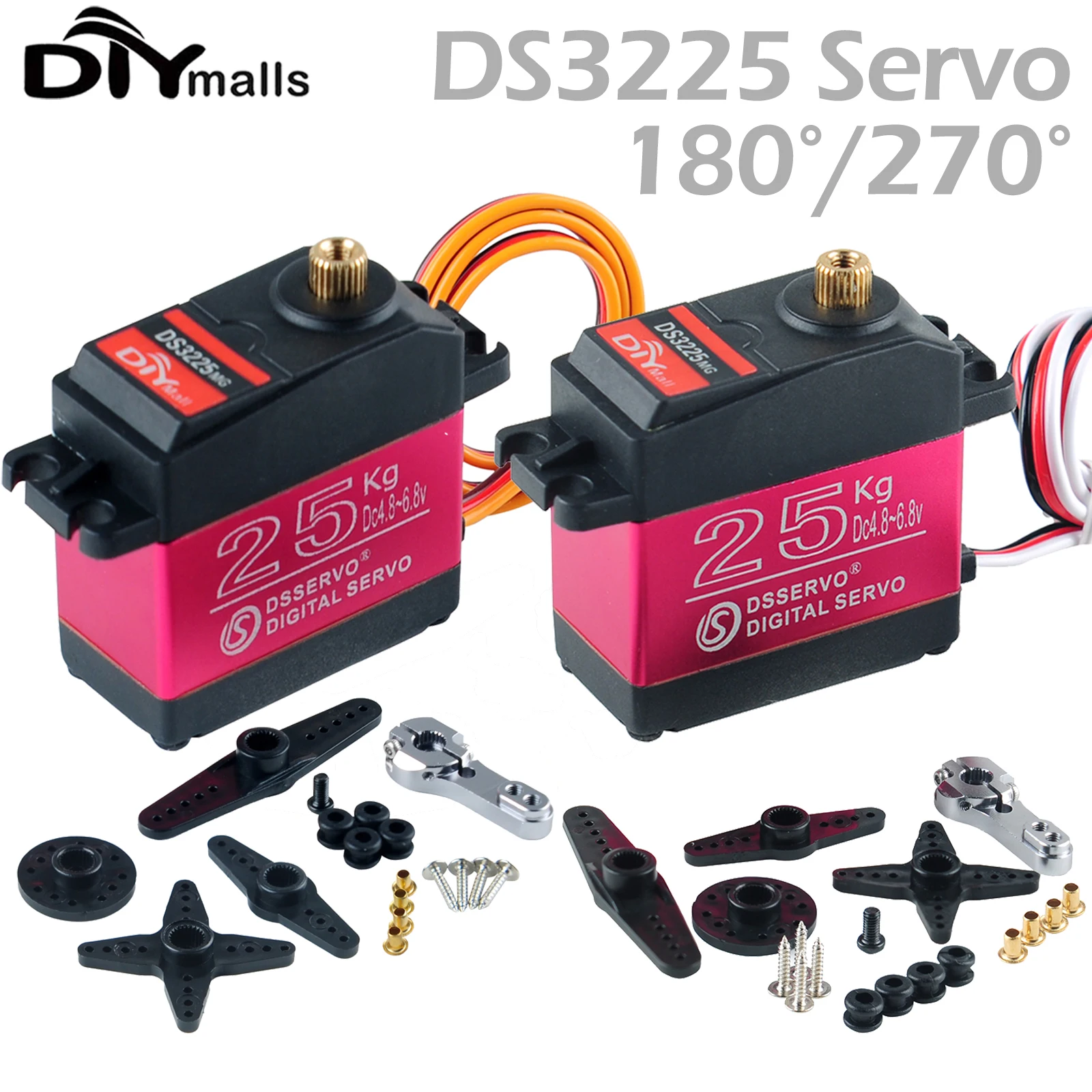 DS3225 25Kg RC Digital Servo 180 270 Degree Waterproof servo high torque Full Metal Gear for DIY Baja Car RC Robotic Arm