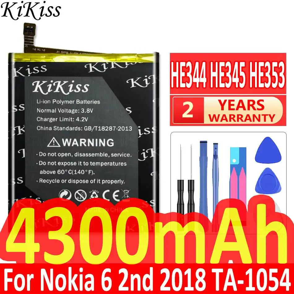 For Nokia 6 2nd 2018 6.1 Mobile Phone Battery Long-Lasting Performance 4300mAh HE344 HE345 HE353 Lightweight
