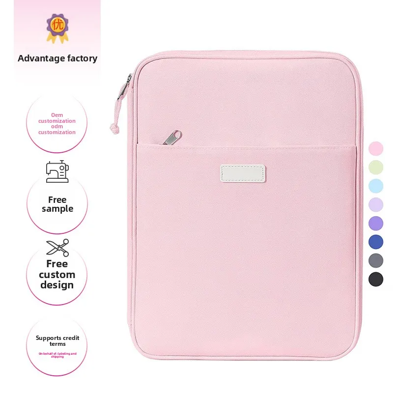 Portable Zipper Document File Bag with Pen Slots and Mesh Pockets, Multi Layer Binder Pouch for ID Cards, Certificates and