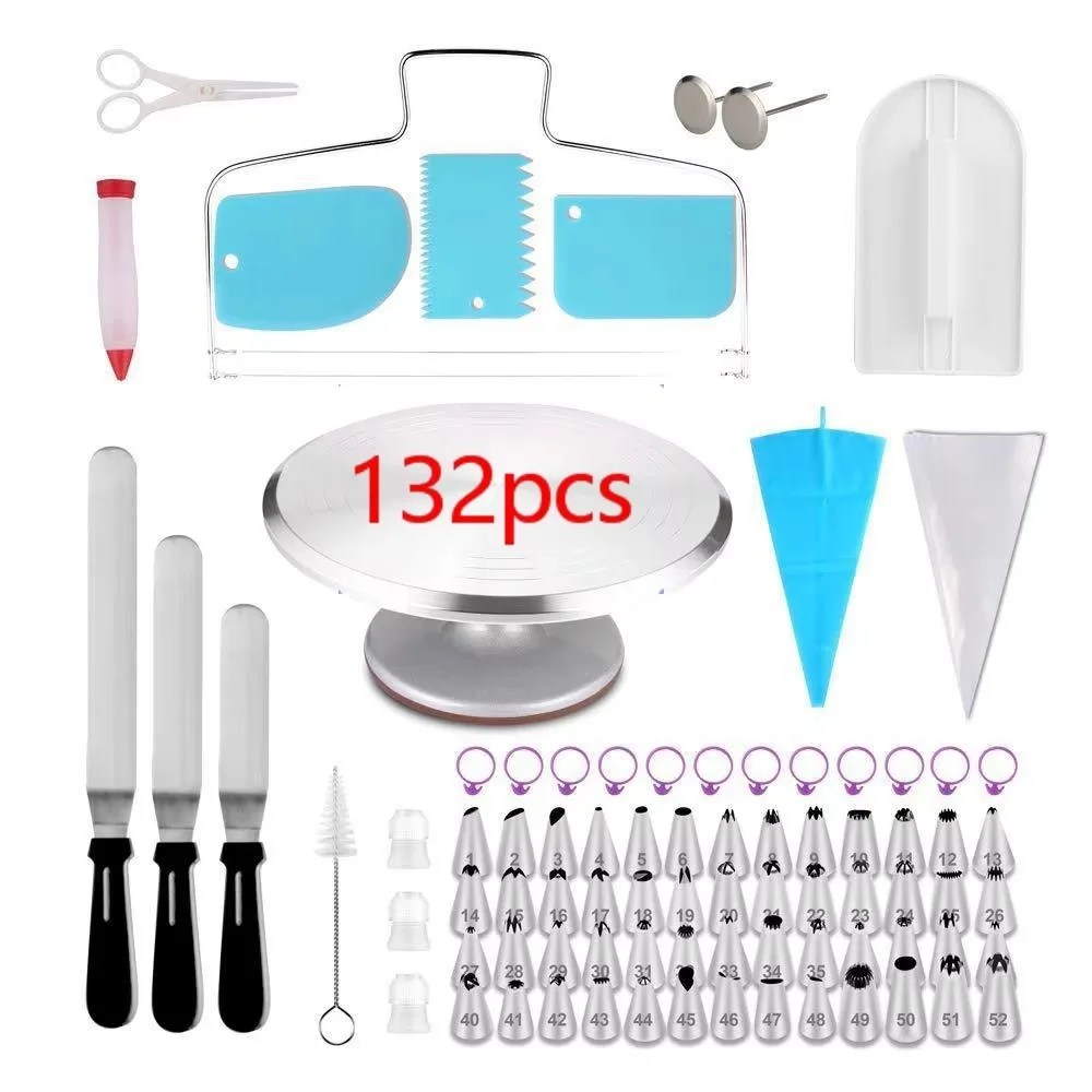 Factory Direct 2026 Aluminum Alloy Cake Turntable Set 12 Rotary Rotary Cake Decorating Stand with Non-Slip Rubber Bottom
