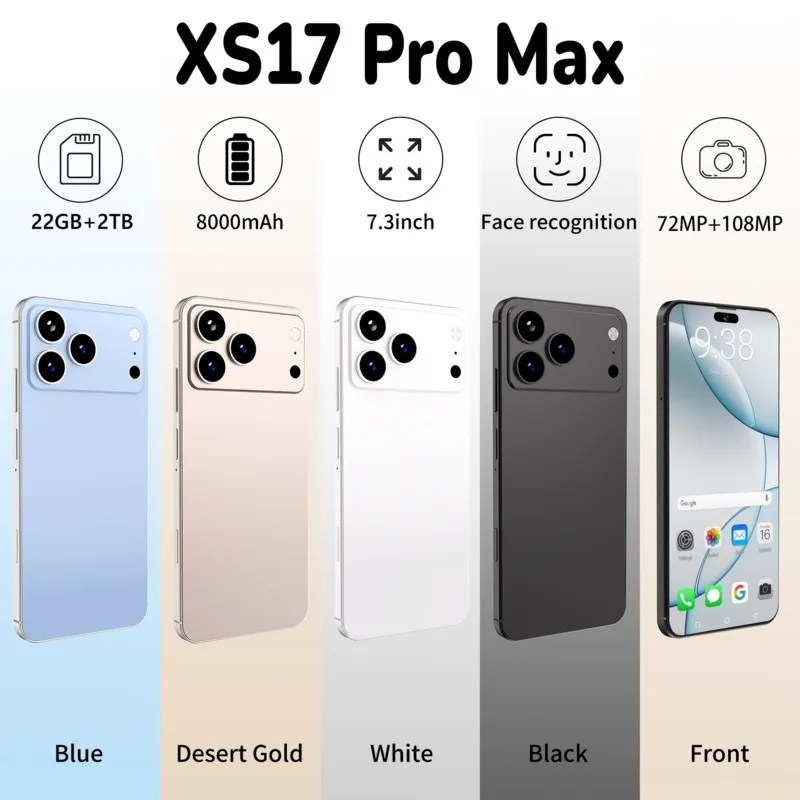 2025 teléfono Original XS17 Pro max teléfono inteligente 7,3 pulgadas HD 4K Android 13 22GB + 2TB 8000mAh batería 4G 5G tarjeta Sim Dual GPS