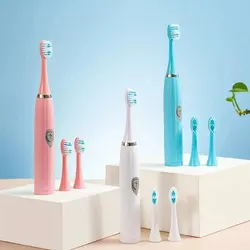 3pcs Household Electric Toothbrush, Large Button Vibration Waterproof SoftBristles Toothbrush Creative Gift For Couple