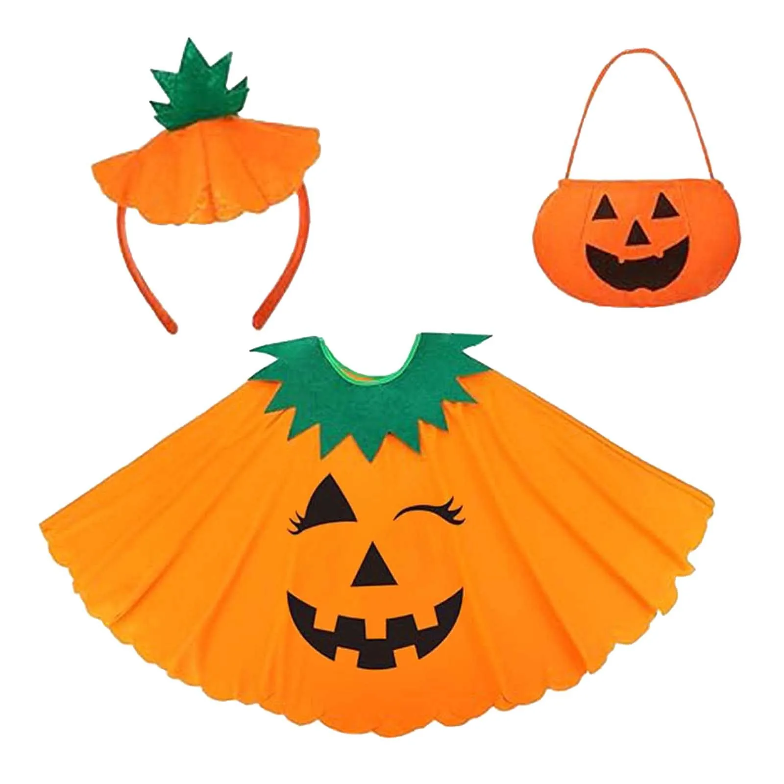 Nieuwe Halloween Cape Cosplay Podium Feest Optreden Festival Kostuum Kostuum Pompoen Cape Pompoen Pompoen Mantel Set