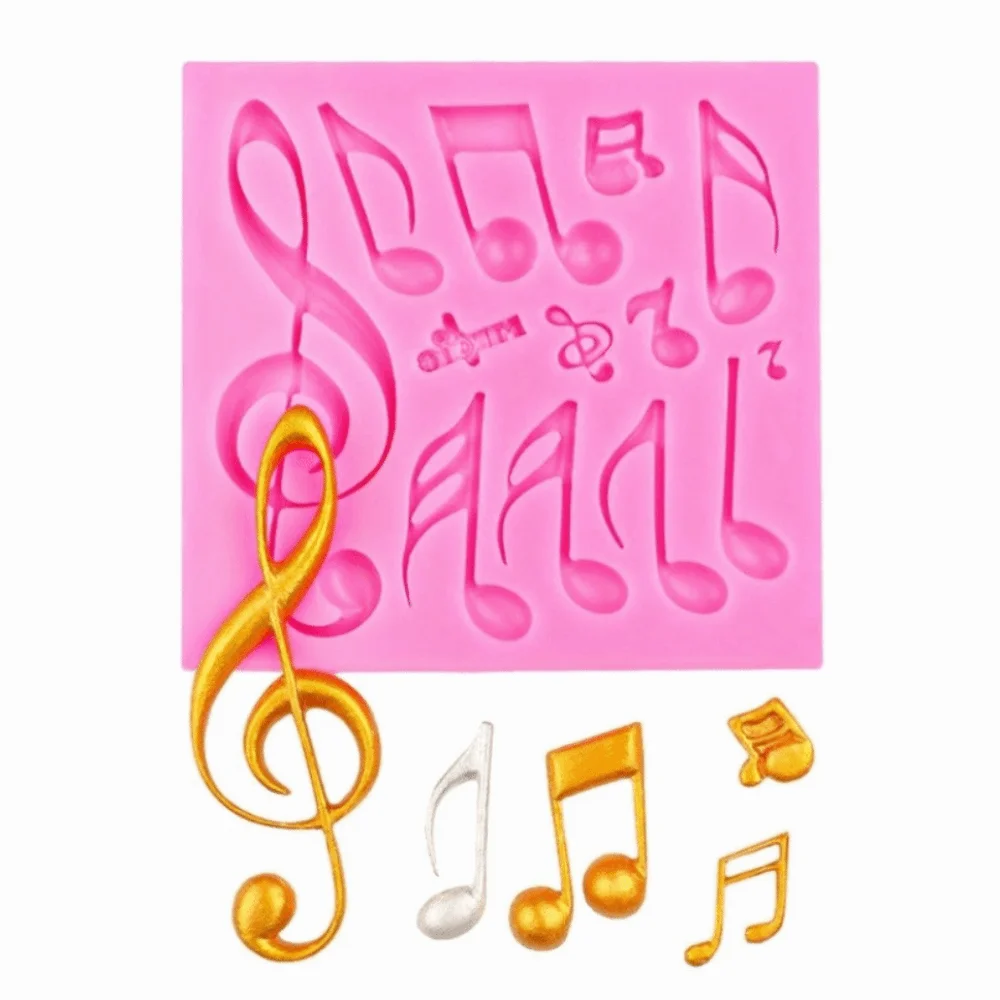 Food Grade Silicone Music Note Silicone Mold Non-Stick Multiple Note Shape Fondant Mold Flexible Cake Decoration Mold Ice Making
