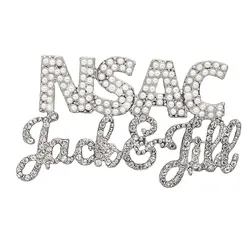 Metal Sparking Rhinestone Pearl Letters NSAC Jack And Jill Brooch JJ Pin Jewelry For Gifts