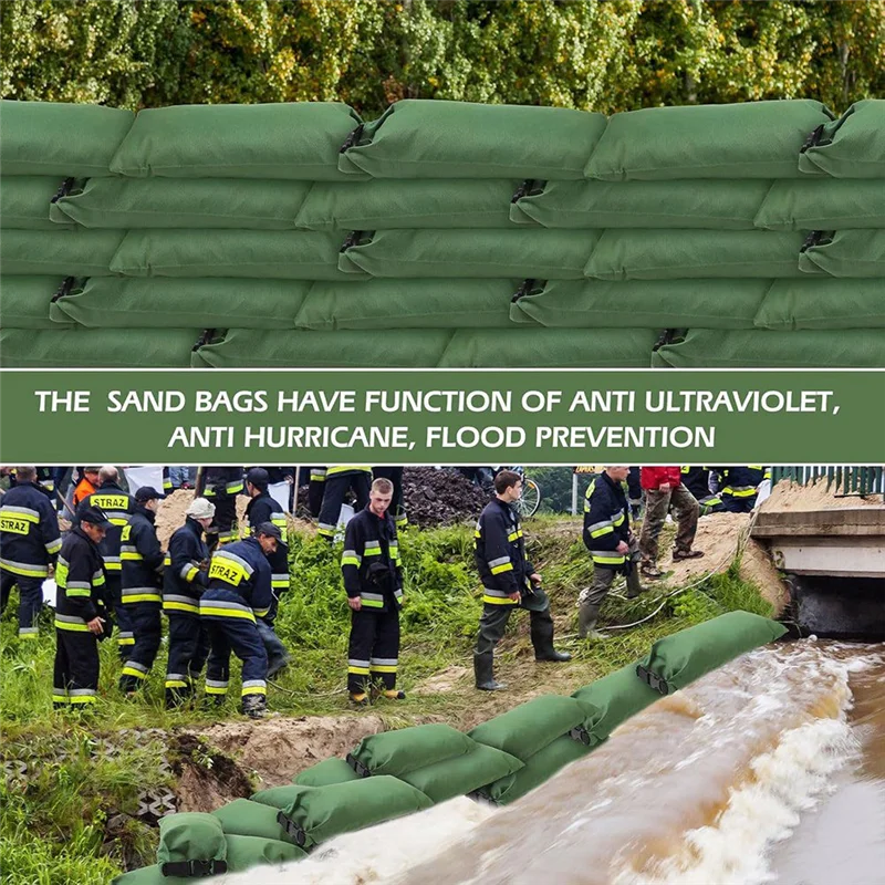 【HAPPYH】للحماية من الفيضانات ودعم الوزن - أكياس رمل قماشية شديدة التحمل في 10 عبوات، 11.8 × 27.5 بوصة مع إبزيم