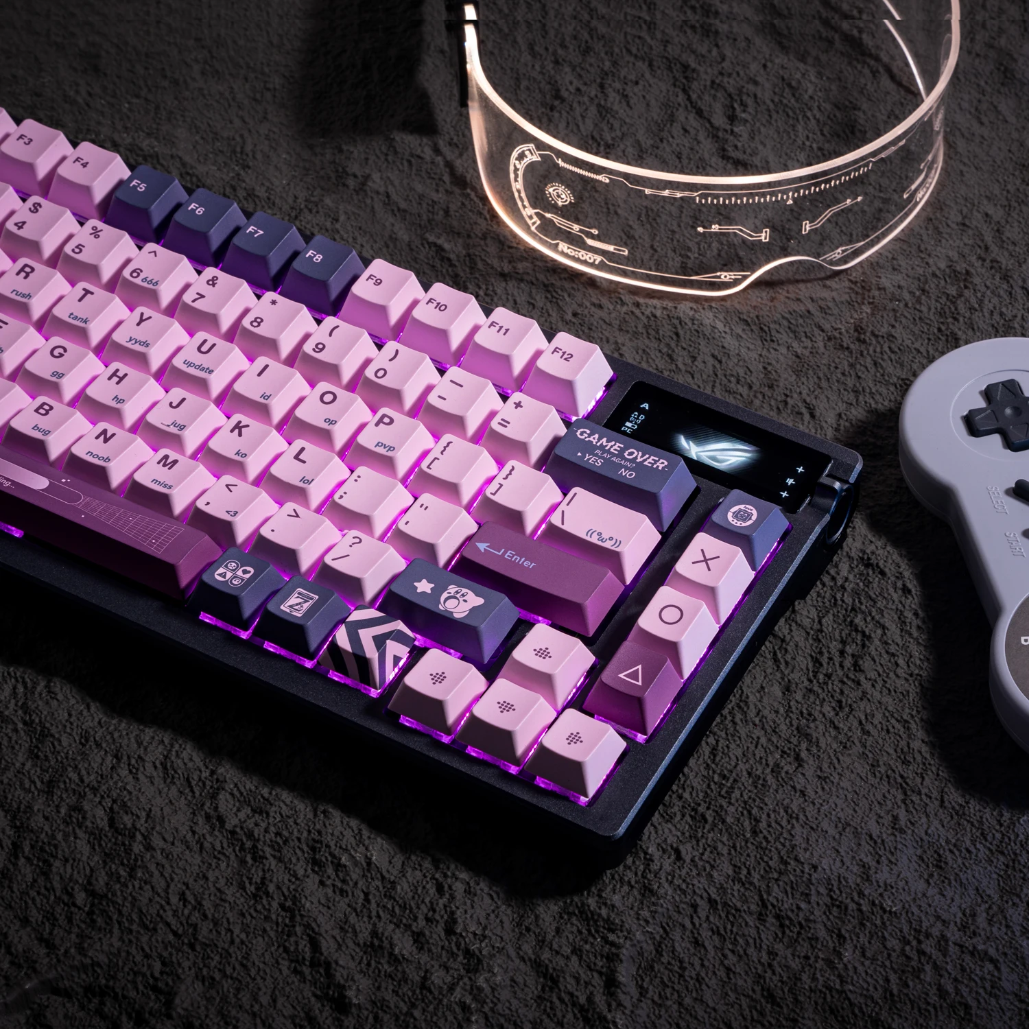 140Keys E-Sports Girl Keycaps Cherry Pbt For Atk68 Made68 Wooting Drunk Deer Mechanical Keyboard Girl Pink Purple Keycaps