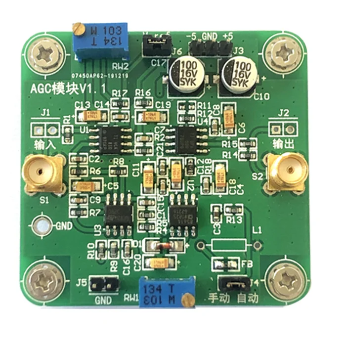 

AGC Module (VCA810) Automatic Gain Control, Manual and Programmable Adjustment of Output Amplitude Bandwidth 40M