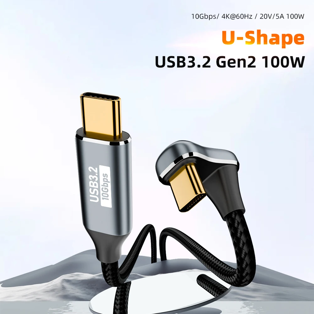 Type C to Type C Cable 100W PD U-Shape USB3.1 10Gbps TunderBolt 3 USB C Cord For iPhone 15 Pro Max MacBook Pro Samsung Xiaomi