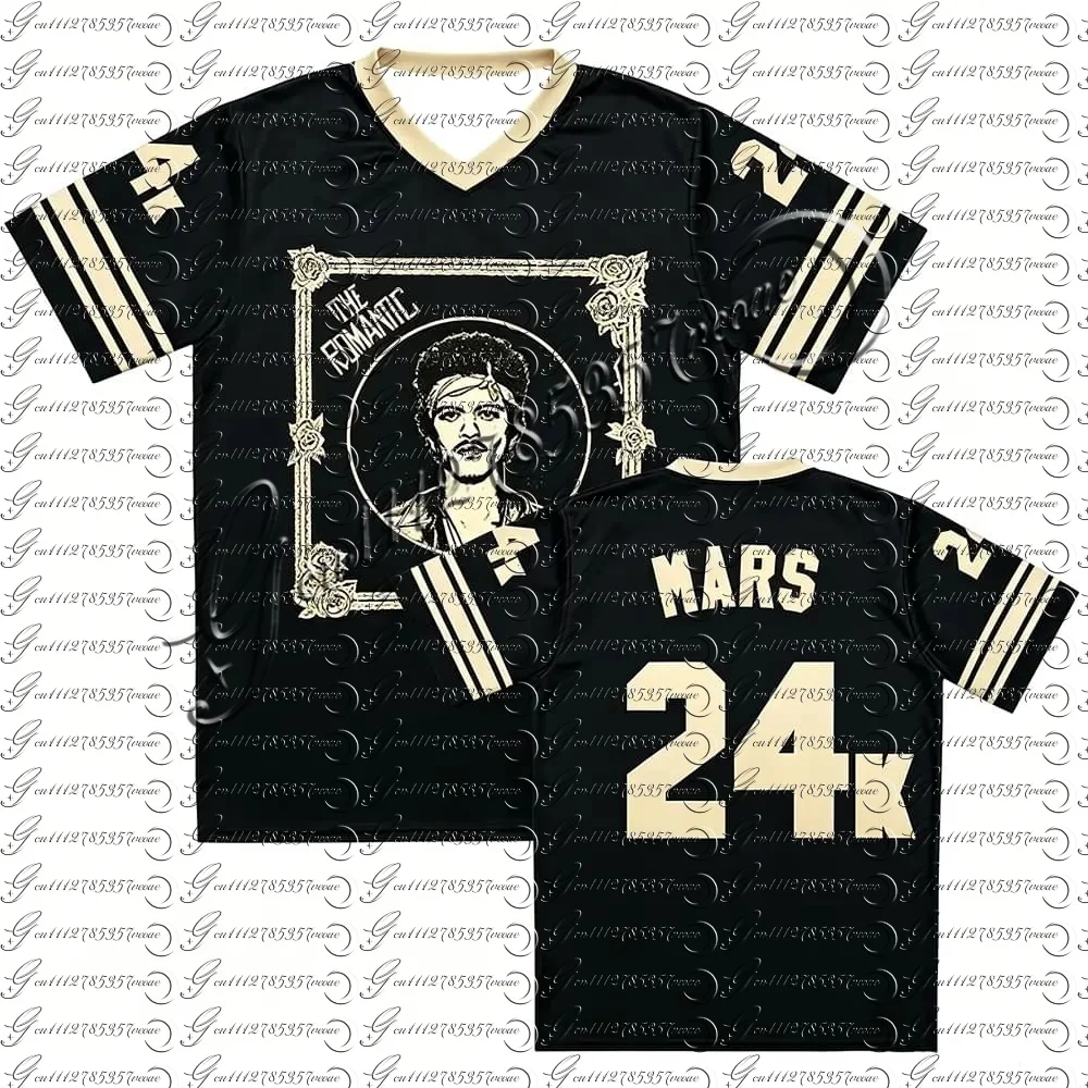 Bruno Mars The Romantic Jersey Short Sleeve V-neck Loose Male T-shirt Design Graphic 3D Print Unisex Streetwear Family Kids Tees