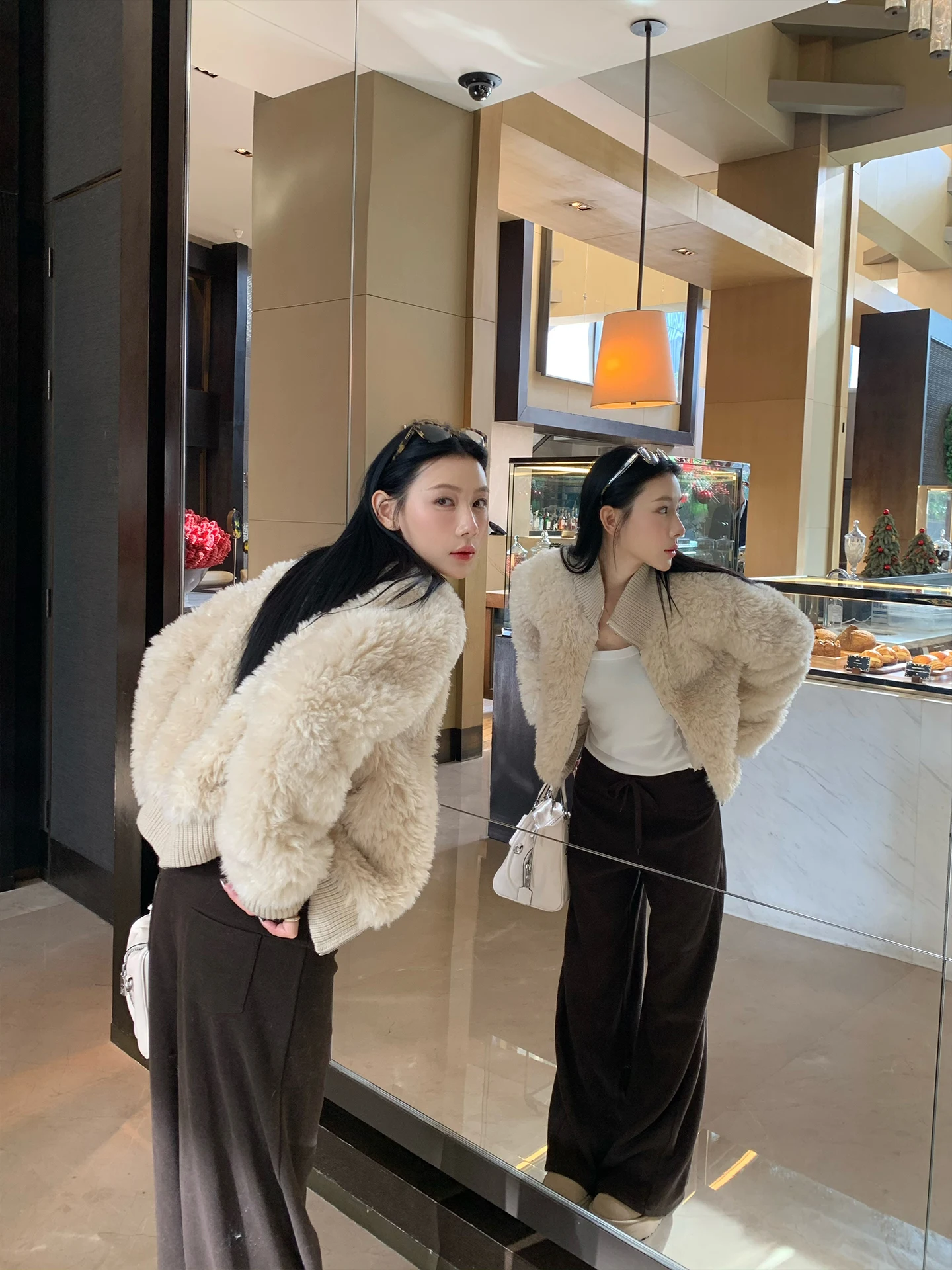 

Thiened ort Fur Jaet Women's Sli Tuscan Simulation Eco-friendly Leather Coat Warm Polyester Fiber Long Sve Zipper