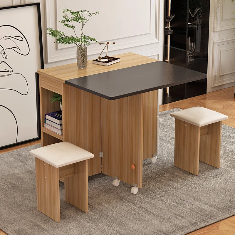 

Multifunctional movable table and four stools are simple