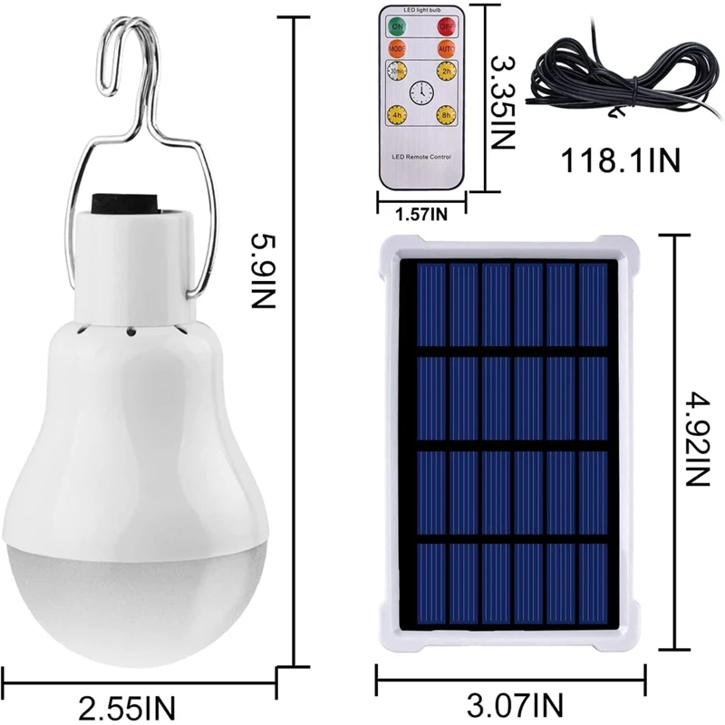 Solar Light Bulbs Rechargeable Indoor/Outdoor Fit For Camping Emergency Power Outage With Remote Control