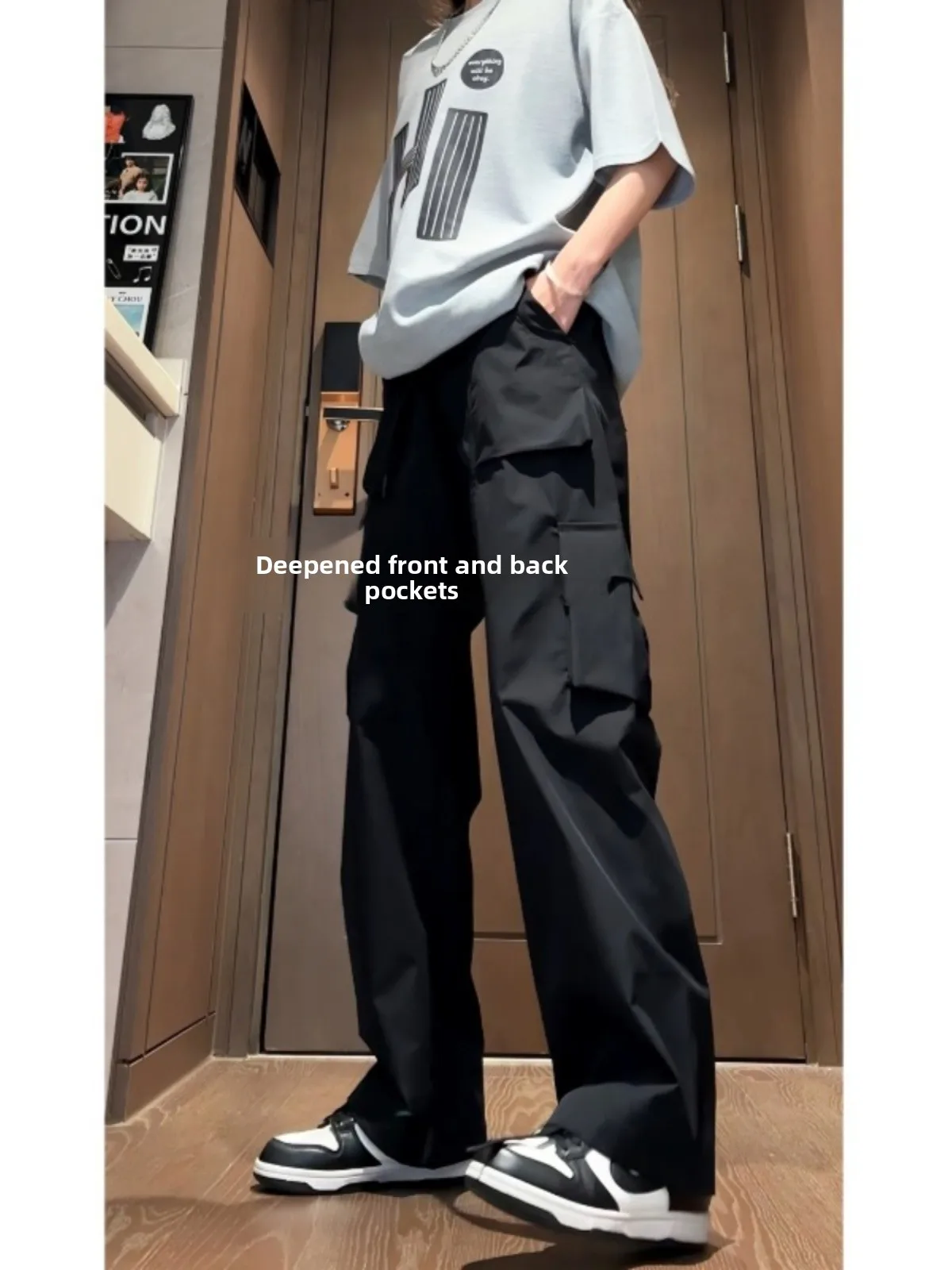 

American Sle Outdoor Work Pants Men's Spring Autumn Straight Leg Casual Pants Multiple kets High Waist Functional Jaet