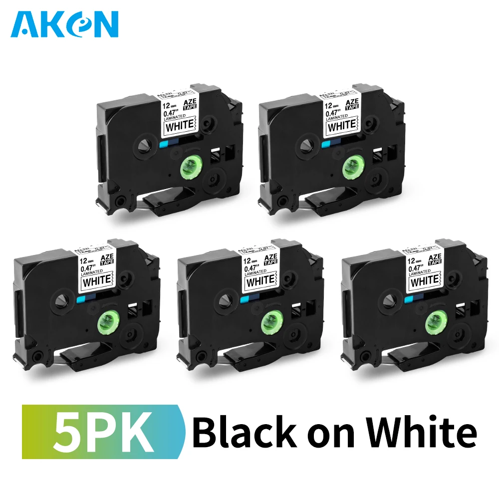 

Наклейки для этикеток Aken 5pk, совместимые с Brother P-touch 12 мм, ламинированная лента, лента для этикеток, совместимая с моделями Brother